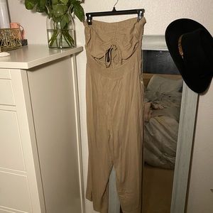 Mauve green strapless jumpsuit